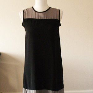 Size 2 Black Mini Dress Cowl Neck Sheer Bodice Zipper In Back On Grey Sh…